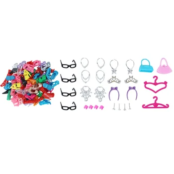 Набор одежды и аксессуаров для куклы-девочки с 8шт ожерельями, 2шт сумочкой, 2шт вешалками, игрушками для одевания кукол для девочек