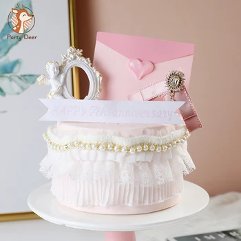 Набор топперов для свадебного торта в розовом конверте Cakelove Love Heart для свадебной вечеринки, украшение в виде маленького Ангела, Принадлежности для декора торта, Подарки с любовью