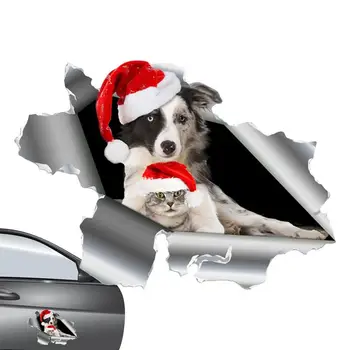 Наклейка на капот автомобиля, Забавная Рождественская магнитная наклейка с собакой, Декоративная наклейка на холодильник, Домашний декор для металлических дверей, доски