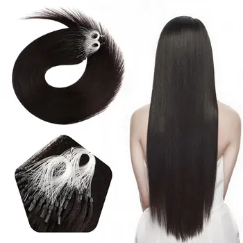 Наращивание Волос Micro Loop 16-26 Дюймов Micro Bead Remy Наращивание Волос 1g/Прядь 50g Цвет # 1B Натуральный Черный Прямой Для Салона