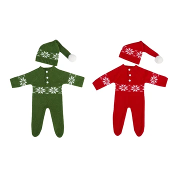 Наряд Санта-Клауса, одежда для фотосъемки, Рождественская шляпа и комбинезон для новорожденных, реквизит для фотосессии