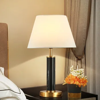 Настольная лампа с водной трансферной печатью для спальни, роскошное светодиодное Простое и современное оформление, прикроватные настольные лампы в американском стиле