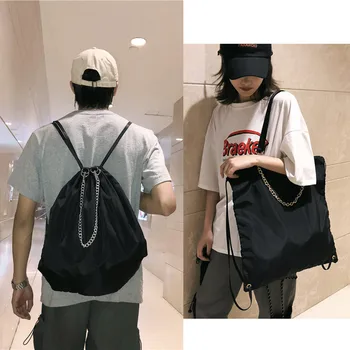 Нейлоновые сумки на шнурке, женский и мужской рюкзак, дизайнерская цепочка большой емкости, женские сумки с кисточками, большие сумки, рюкзаки bagpack