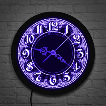 Необычные цифры Винтажный дизайн Настенные часы с подсветкой Большие Цифры Настенный светильник Новинка Круглые часы Новинка Арабские цифры Часы