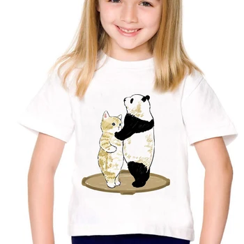 Новая детская летняя футболка с рисунком кота в стиле ретро, топы, детская повседневная одежда с принтом 90-х, футболка с принтом для девочек и мальчиков