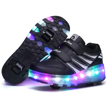 Новая модная детская обувь-вспышка для мальчиков и девочек, обувь со светодиодной подсветкой, роликовая обувь на двух колесах для взрослых, детские роликовые коньки