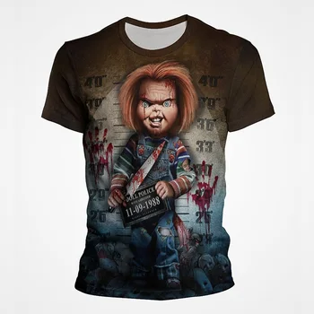 Новая футболка Childs Play Horror Chucky Movie с 3D принтом, летняя уличная одежда с коротким рукавом, футболка Оверсайз, Мужские Повседневные Топы