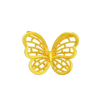 Новое поступление, подвеска из желтого золота 24 К, Женское полое ожерелье с бабочкой, подвеска 1шт.