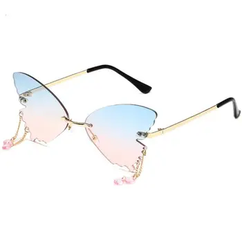Новые очки для очков от бренда Pc Eyewear Красочные солнцезащитные очки без оправы на металлической зеркальной ножке Женские солнцезащитные очки