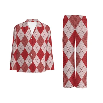 Новые пижамные комплекты с длинными рукавами и принтом серии Red Plaid для зимнего сна