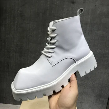 Новый дизайн, Мужские ботинки С Квадратным носком, Модные Повседневные рабочие короткие ботинки в британском стиле на шнуровке, Botines, защитная обувь 