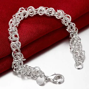 Новый модный круглый браслет из стерлингового серебра 925 пробы, простые винтажные браслеты с подвесками для женщин, мужские Ювелирные подарки