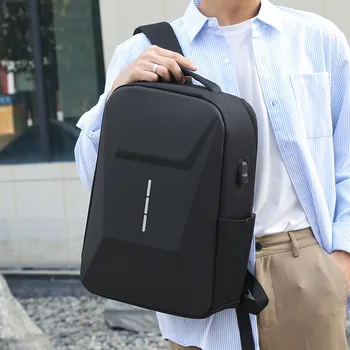 Новый мужской деловой рюкзак, модная повседневная сумка для ноутбука с USB-разъемом в твердом корпусе, легкий дорожный рюкзак для пригородных поездок большой емкости