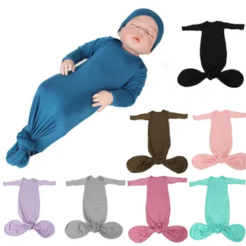 Новый халат и шапочка с завязками, комплект одежды для новорожденных, детский спальный халат из органического хлопка, спальный мешок