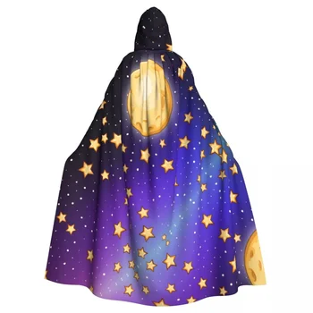 Ночное Космическое Небо со звездами (2) Унисекс, Вечеринка Ведьм, Двусторонний Плащ-накидка для взрослых Вампиров с капюшоном