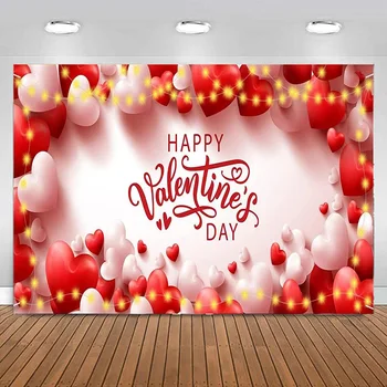 Обложка баннера с Днем Святого Валентина, фон для романтической любви, Световые струны, украшения в виде сердца, фон для вечеринок, фотографии