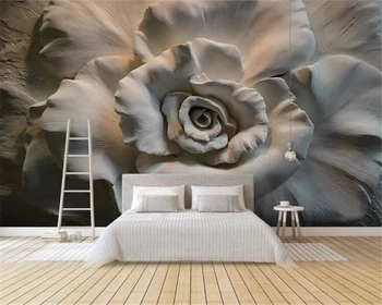 Обои Beibehang на заказ, 3D стереорельефная роза, телевизор, диван, фон, украшение дома, гостиная, спальня, 3D обои, фрески