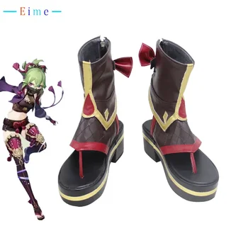 Обувь для косплея Kuki Shinobu, игровой реквизит для косплея Genshin Impact, Карнавальные ботинки на Хэллоуин, обувь из искусственной кожи на заказ