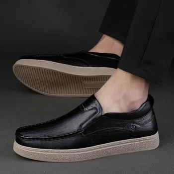 Обувь для мужчин, бренд 2023, Мужская кожаная повседневная обувь без застежки, Новинка, Лидер продаж, Дышащая Удобная обувь с круглым носком, Zapatos