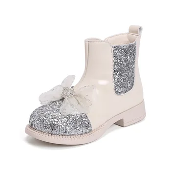 Обувь принцессы для девочек с бантом, стразы, детские ботинки 2022, осенне-зимние новые детские ботинки, модные Элегантные шикарные