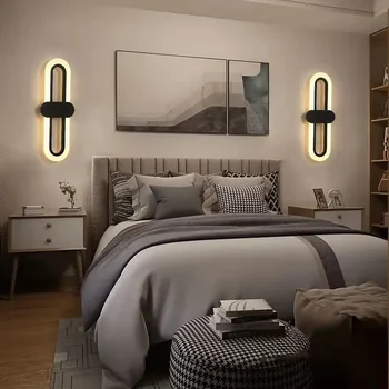 Овальный светодиодный Акриловый настенный светильник у кровати в спальне, Современная и простая лестница в гостиной, Светильник класса люкс для телевизора в коридоре
