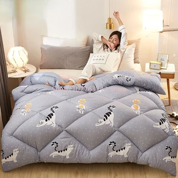 Одеяло хлопковое 1,5-4 кг для односпальной двуспальной кровати Мягкое, приятное для кожи одеяло с белым наполнителем, стеганое одеяло Queen-Size