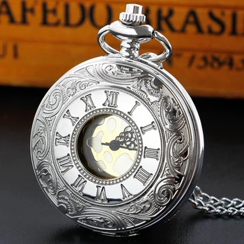 Оптовые кварцевые карманные часы, серебряное винтажное ожерелье, леди и джентльмены, элегантные карманные часы-брелок в стиле стимпанк, подарок