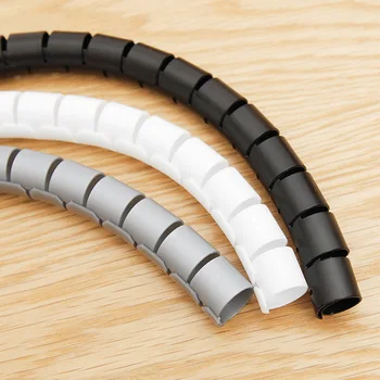 Органайзер для хранения проводов, защищающий от укусов, кабельный органайзер, спиральная намотка кабеля, случайный узор, белый, 16 мм x 2,5 м, зажим 16 мм