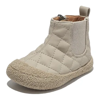 Осенне-зимние детские зимние ботинки Модные однотонные ботинки для малышей С мягким дном, нескользящие детские зимние ботинки