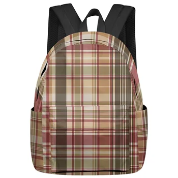 Осенние рюкзаки в клетку в стиле ретро, Изготовленные на заказ Студенческие Школьные сумки, Рюкзак для ноутбука, Мужские, Женские, дорожные Mochila