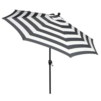 Открытый 9-дюймовый зонт для патио Ibiza Stripes с круглой рукояткой премиум-класса