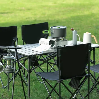 Открытый портативный стол для кемпинга из алюминиевого сплава, складной стол для отдыха и чехол для стула, эскиз набора для кемпинга и пикника