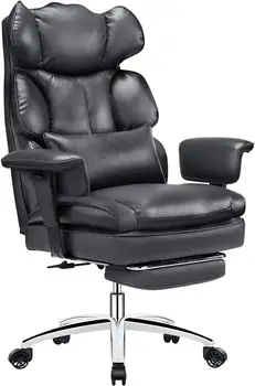 Офисное кресло Sweetcrispy для домашнего офиса с откидной спинкой и подставкой для ног, большое и высокое, регулируемое по высоте, из искусственной кожи представительского класса
