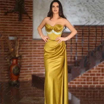 Очаровательный золотой сексуальный воротник с кисточками, яркая сумка на бедрах с открытой спиной, женское вечернее платье на заказ 2024 года, коктейльное