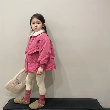 Пальто для девочек, зимняя хлопковая ветровка 2023 розового цвета, теплая утепленная детская одежда для подростков больших размеров