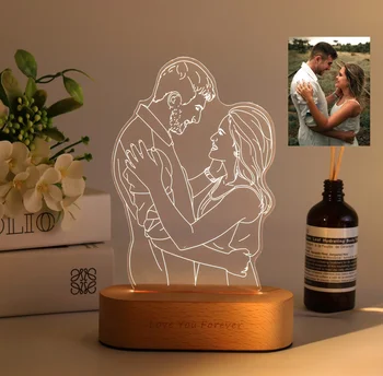 Персонализированный подарок для фотолампы для 3D-ночника с пользовательским изображением и текстом Подарок на годовщину свадьбы Подарок на День Святого Валентина