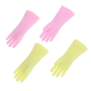 Перчатки для кукольного домика в масштабе 1/12, модель сцены, аксессуары для кукол, мини-перчатки для выпечки, декор для стирки, розово-зеленые Миниатюрные перчатки для уборки