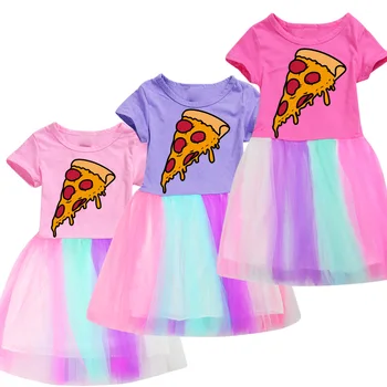 Платье принцессы для девочек, Детская Милая футболка с завитком печенья, плиссированные платья, Детские летние платья, одежда для вечеринки по случаю Дня рождения с героями мультфильмов