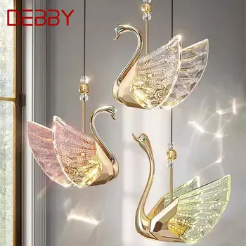 Подвесной светильник DEBBY Nordic, креативная Золотая светодиодная Линейная люстра с лебедем для декора Дома, столовой, спальни.