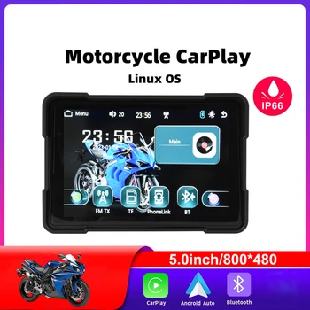 Портативная мотоциклетная GPS-навигация с 5-дюймовым экраном 1000 нит IP66 Водонепроницаемый мотоцикл CarPlay Поддержка CarPlay и Android Auto