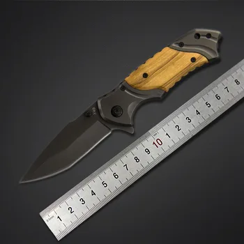 Походный нож Ourdoor с тактическим складным лезвием 7Cr13Mov 57HRC Стальное лезвие Деревянная ручка Карманные ножи для выживания Охотничий нож