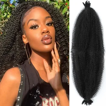 Предварительно разделенные Упругие волосы для наращивания в афро-Марли Твист для черных женщин, мягкие кудрявые завитки волос для плетения, скрученные вверх