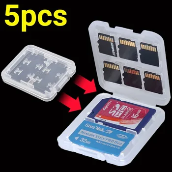 Прозрачный жесткий диск 8 в 1 Micro SD SDHC TF MS Коробка для хранения карт памяти Защитный держатель Жесткий футляр Коробка для хранения карт памяти 5шт