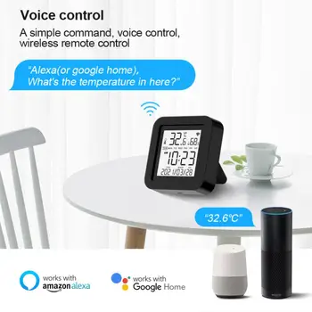 Пульт дистанционного управления Wi-Fi, универсальный инфракрасный Tuya Smart с дисплеем датчика температуры и влажности, работает с Alexa Home