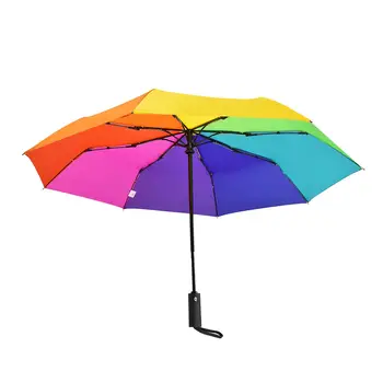 Радужный Складной Зонт Маленький Компактный для Мужчин Женщин Водостойкий Дорожный Зонт для Пляжа Кемпинга Активного Отдыха Поездок