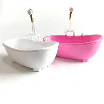 Разбрызгивание воды Детские Игрушки для купания Мини-Миниатюры для ванной комнаты в масштабе 1: 6 Электрическая ванна Пластиковые Аксессуары для кукол-ванн