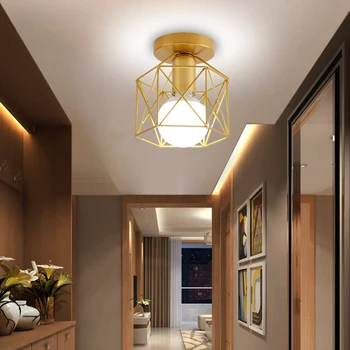 Ретро потолочный светильник для прихожей, коридора, Nordic Iron Home Decro E27, светодиодные потолочные светильники, светильник для спальни, веранды, 110-220 В