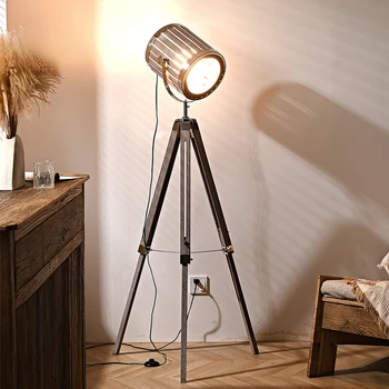 Ретро промышленный ветряной деревянный штатив исследование средневекового лофта диван для гостиной вертикальная лампа