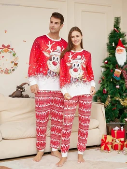 Рождественская пижама с принтом оленя с длинным рукавом для мамы, дочки, папы, сына, меня, пары, подходящие для семьи, для мамы, детей, ребенка, Рождественский пижамный комплект для малышей