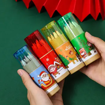 Рождественская серия 12 цветов, цветной карандаш для рисования, цветной карандаш для начальной школы, Канцелярские принадлежности для детей, Небольшой подарок